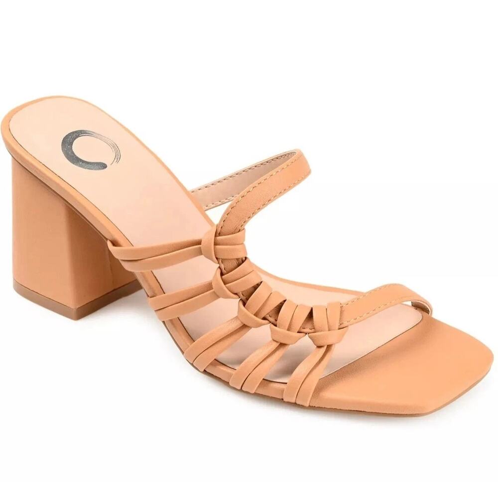 Journee Collection Women Emory Asymmetrical Slide Sandals US 10 Tan Brown